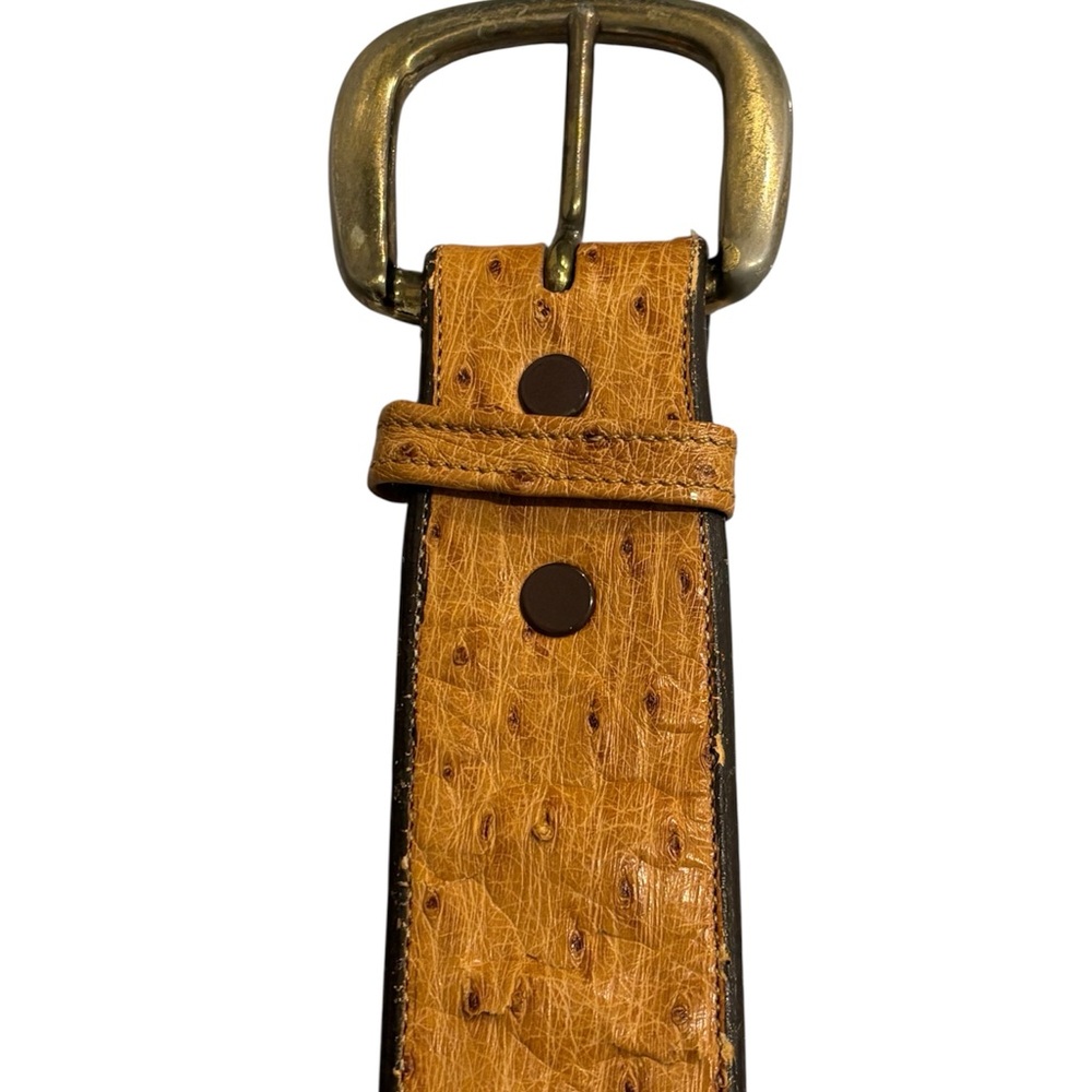 Ostrich Print Leather Belt - Picture 3 of 4